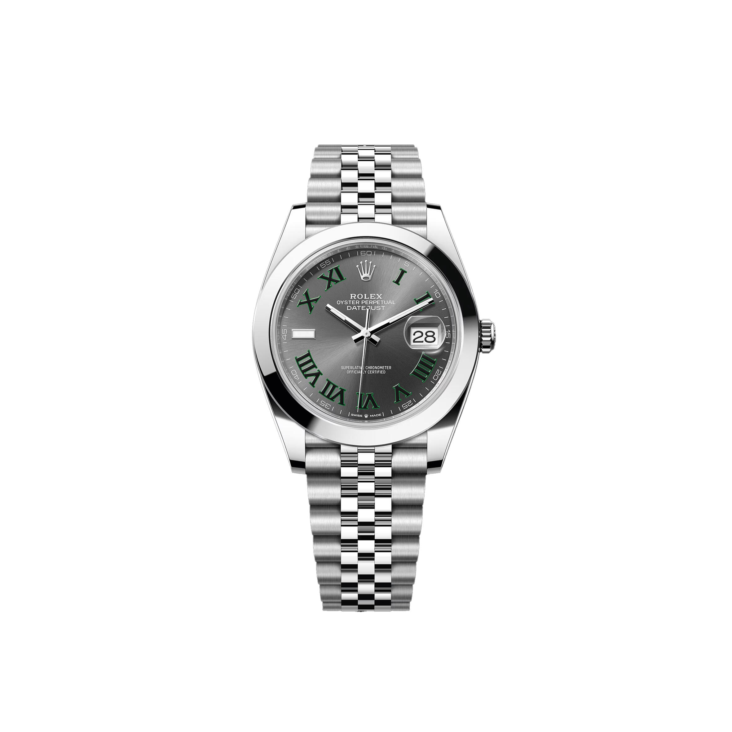 R01ex this oyster perpetual datejust 41 in oystersteel features a slate dial and a jubilee bracelet
